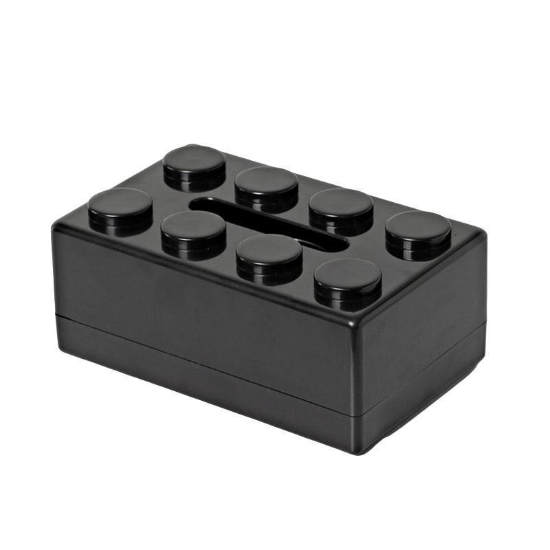 Tissue Box Cover with Building Block Design - Black