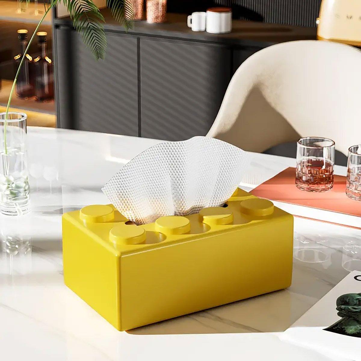 Tissue Box Cover with Building Block Design - Black - view 10