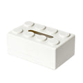 Tissue Box Cover with Building Block Design - White