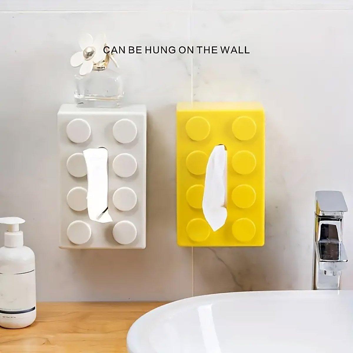 Tissue Box Cover with Building Block Design - Yellow - view 5