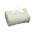 Tissue Box Cover Faux Leather with Bottom Zip - Beige