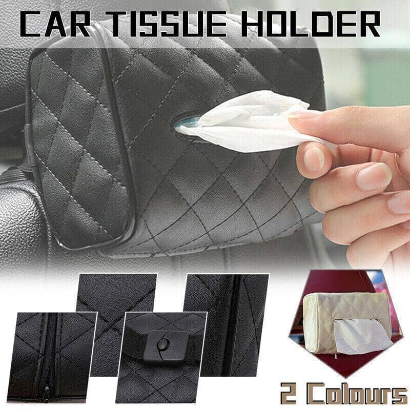 Tissue Box Cover Faux Leather with Bottom Zip - Beige - view 2