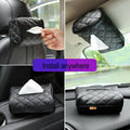 Tissue Box Cover Faux Leather with Bottom Zip - Beige - view 4