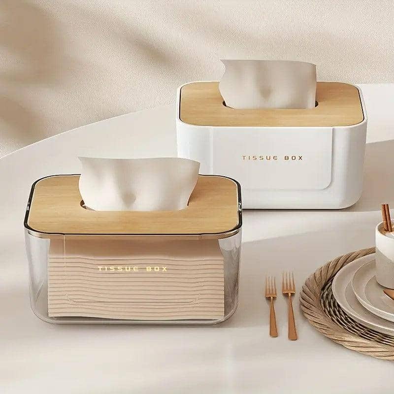 Tissue Box with Bamboo Lid, Paper Towel Holder for Kitchen - view 5