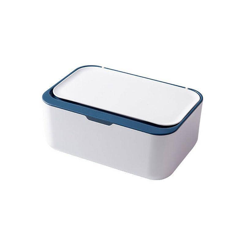 Tissue Box with Wet Wipe and Mask Storage Organiser - Blue