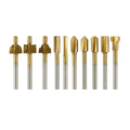 Titanium Mini HSS Router Bits Set of 10 with 3 mm Shank for Rotary Tools - view 2