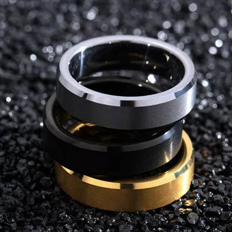 Titanium Stainless Steel Wedding Band Ring, 8mm Brushed Finish - Silver, Size 7 - view 4