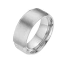 Titanium Stainless Steel Wedding Band Ring, 8mm Brushed Finish - Silver, Size 8
