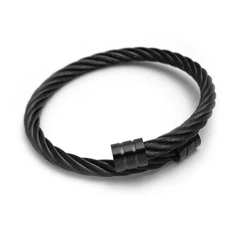 Titanium Steel Adjustable Bangle Bracelet - Black