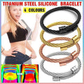 Titanium Steel Adjustable Bangle Bracelet - Black - view 2