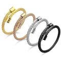 Titanium Steel Adjustable Bangle Bracelet - Black - view 4