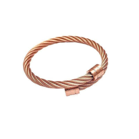 Titanium Steel Adjustable Bangle Bracelet - Rose Gold