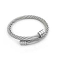 Titanium Steel Adjustable Bangle Bracelet - Silver