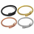 Titanium Steel Adjustable Bangle Bracelet - Silver - view 3