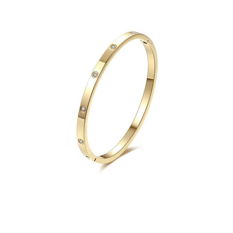 Titanium Steel Bracelet with Cubic Zirconia - Gold