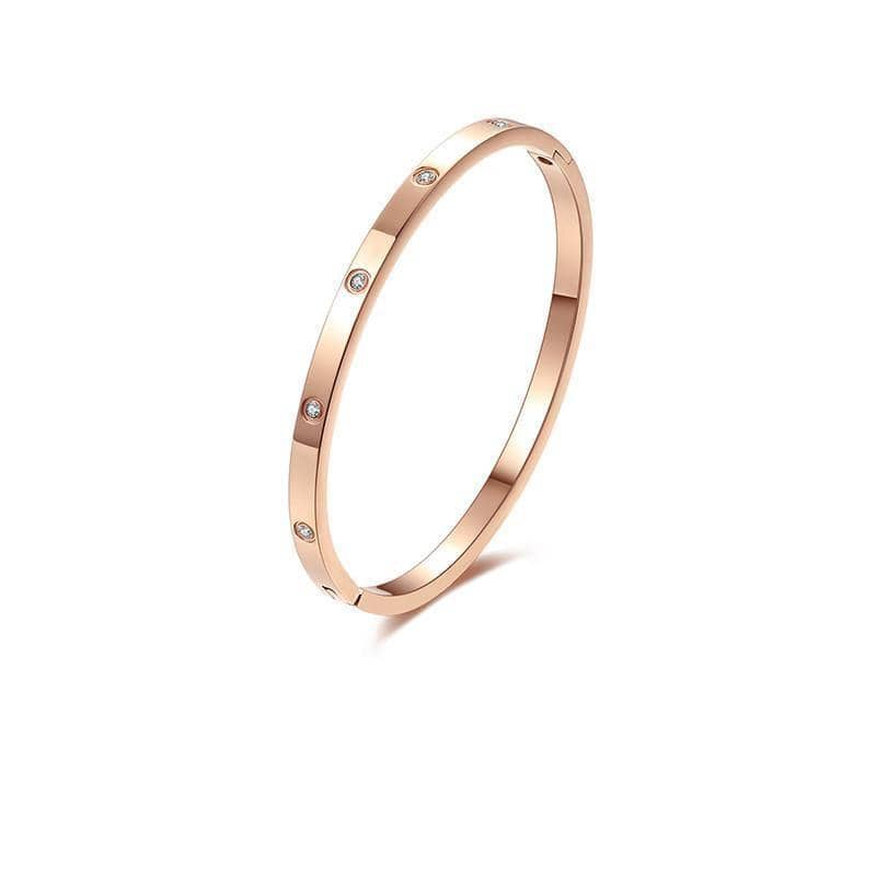 Titanium Steel Bracelet with Cubic Zirconia - Rose Gold