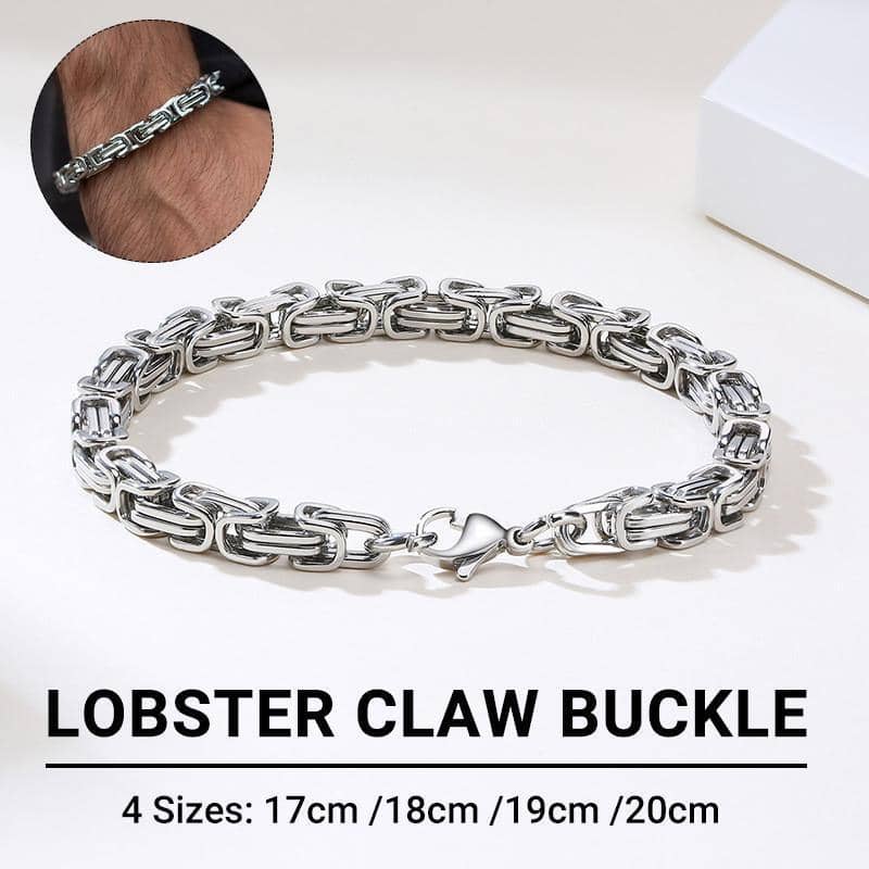 Titanium Steel Link Chain Bracelet for Men with Lobster Clasp - 19 cm - view 2