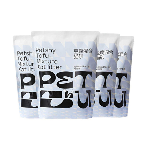 Tofu and Bentonite Clumping Cat Litter, Deodorant Mixed 2.0mm - 4 x 2kg Bags