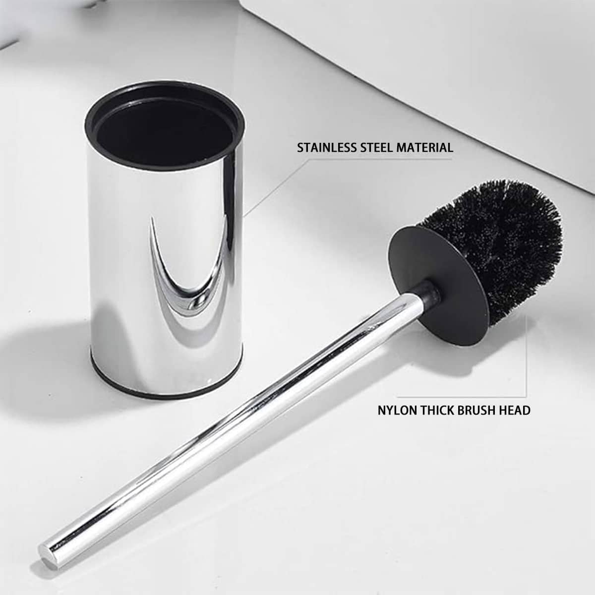 Toilet Brush and Holder Set, Stainless Steel Bathroom Cleaning Tool - Square - view 5