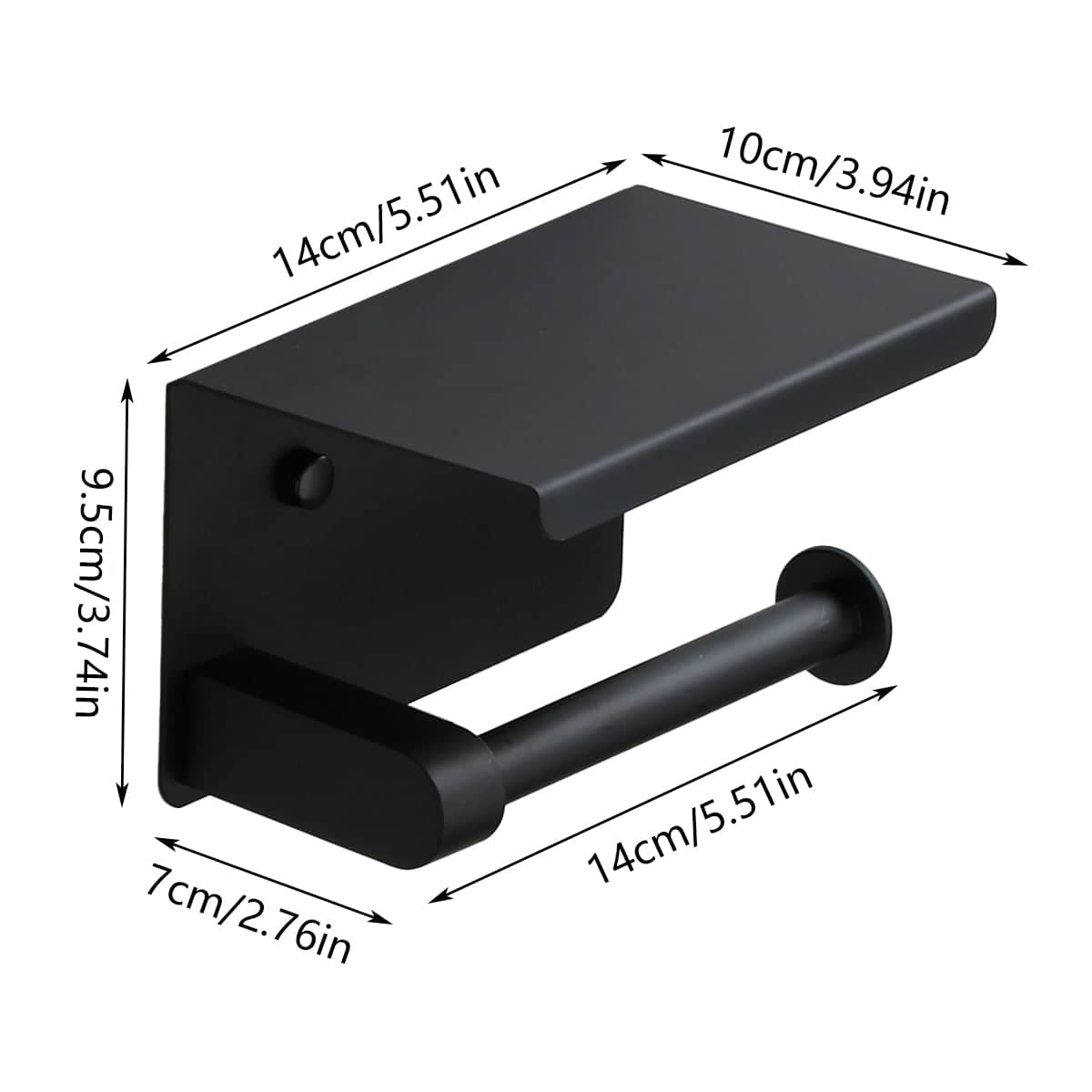 Toilet Paper Towel Rack Storage - Black, 14 x 10 x 9.5cm - view 4