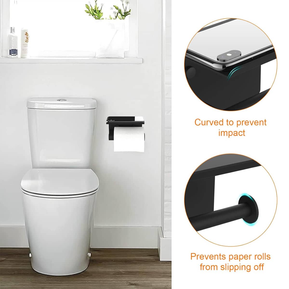 Toilet Paper Towel Rack Storage - Black, 14 x 10 x 9.5cm - view 5