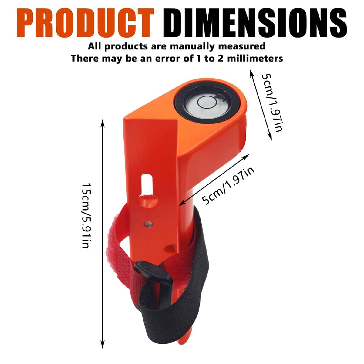 Torpedo Spirit Level for Construction and Carpentry - Orange and Black - view 3