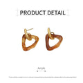 Tortoiseshell Acrylic Earrings for Women, Irregular Caramel Design - view 3