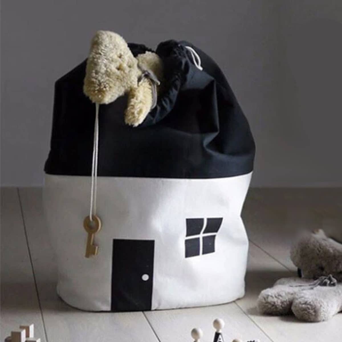 Toy Storage Bag, Large Cotton Canvas Washable Clothes Organiser Basket - view 5