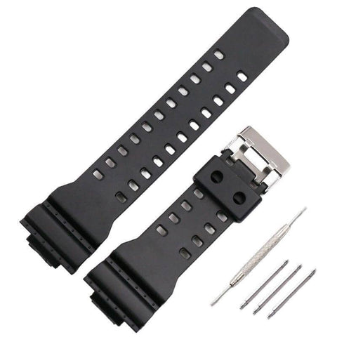 TPU Watch Strap, 16 mm Lug Width, with Fitting Tool - Black