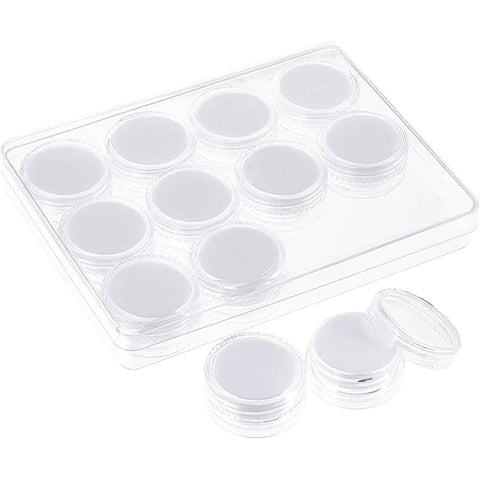 Transparent Acrylic Round Gemstone Display Box with Lid and Mini Boxes, White Foam Insert