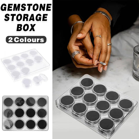 Transparent Acrylic Round Gemstone Display Box with Lid and Mini Boxes, White Foam Insert - view 2
