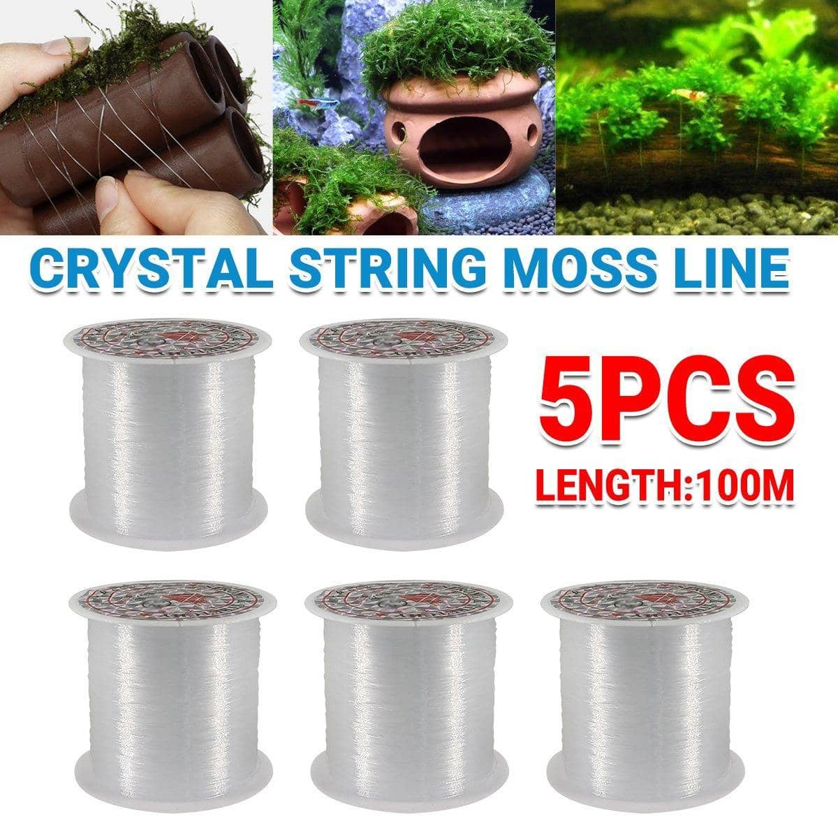 Transparent Aquarium Moss Binding Fishing Line 0.25 mm, Pack of 5
