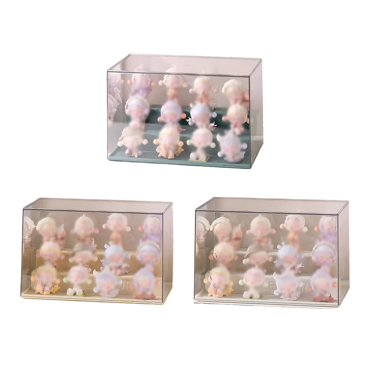 Transparent Blind Box Display Case with Stepped Base - White, 30.5 x 19.5 x 18 cm - view 3