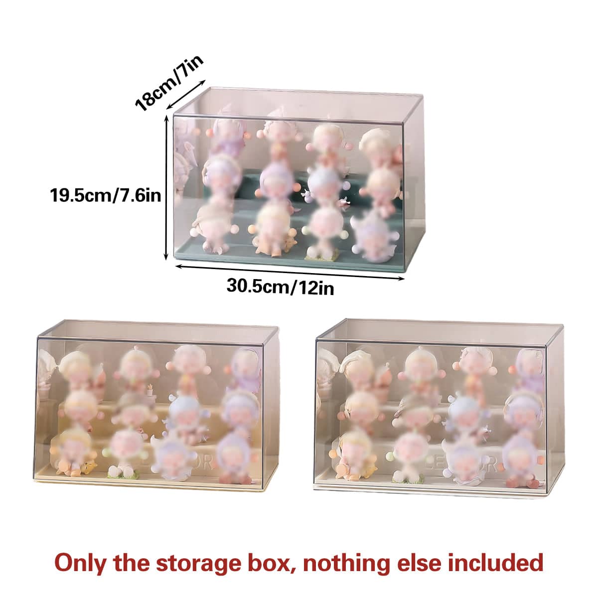 Transparent Blind Box Display Case with Stepped Base - White, 30.5 x 19.5 x 18 cm - view 4