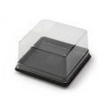 Transparent Disposable Cake Box 12 x 12 x 6.5 cm, Pack of 50 - Black