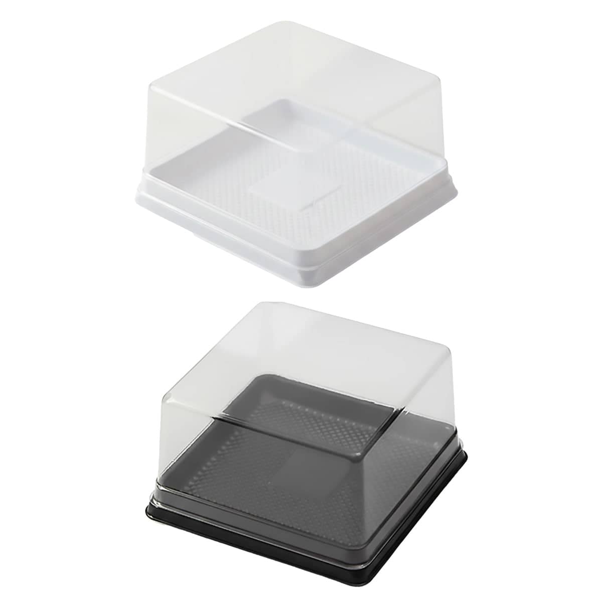 Transparent Disposable Cake Box 12 x 12 x 6.5 cm, Pack of 50 - Black - view 3