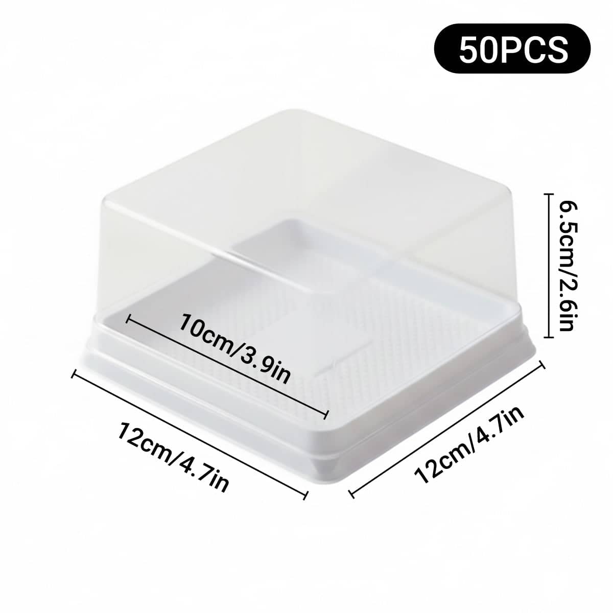 Transparent Disposable Cake Box 12 x 12 x 6.5 cm, Pack of 50 - Black - view 4