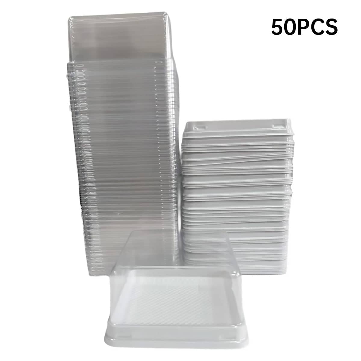 Transparent Disposable Cake Box 12 x 12 x 6.5 cm, Pack of 50 - Black - view 5