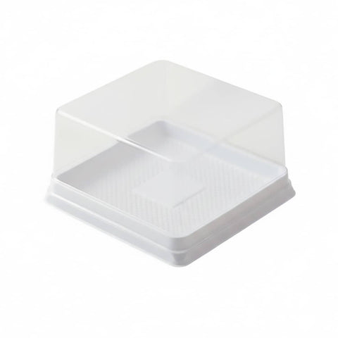 Transparent Disposable Cake Box 12 x 12 x 6.5 cm, Pack of 50 - White