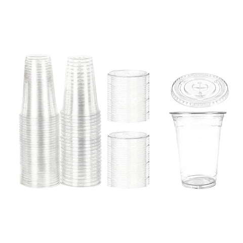 Transparent Disposable Drinking Cups with Lids, 400 ml, Pack of 250 Sets - view 2