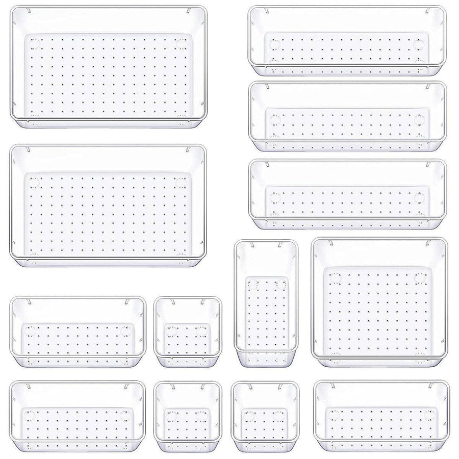 Transparent Drawer Organisers, Stackable Plastic - Pack of 13