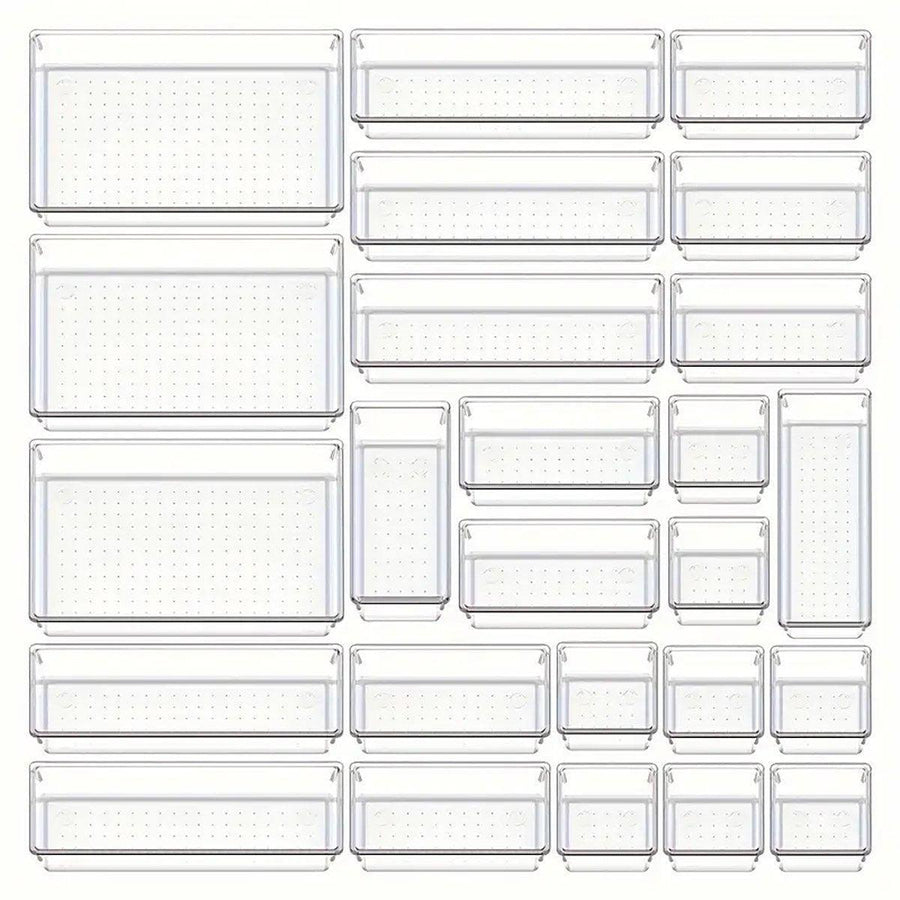 Transparent Drawer Organisers, Stackable Plastic - Pack of 25