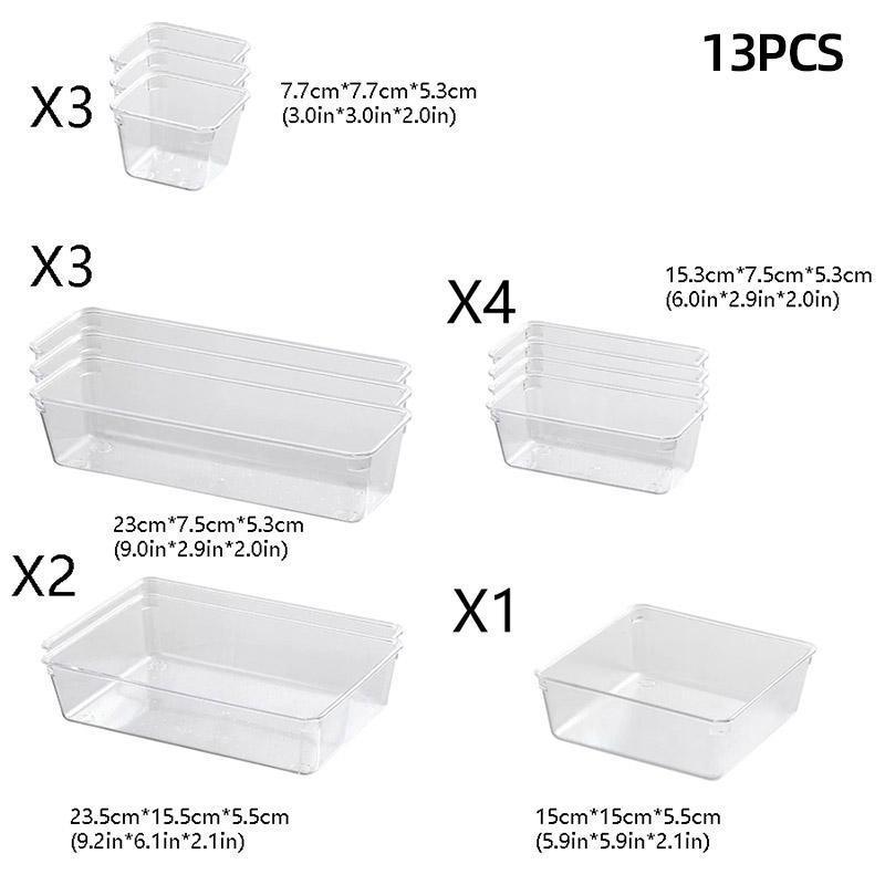 Transparent Drawer Organisers, Stackable Plastic - Pack of 8 - view 13