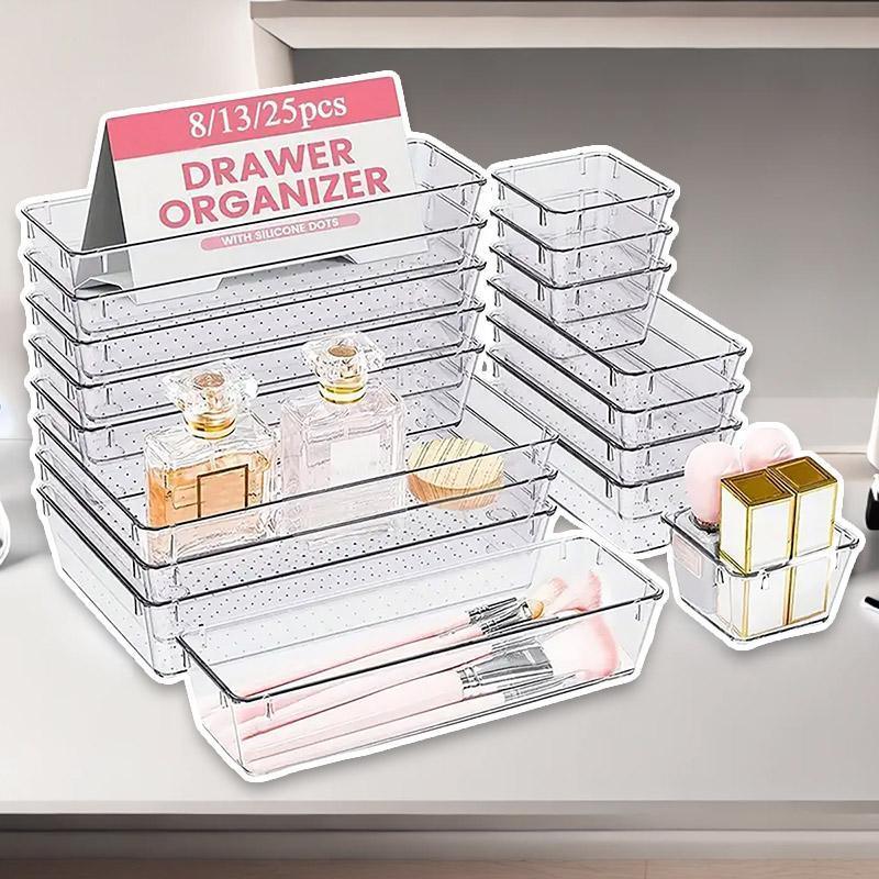 Transparent Drawer Organisers, Stackable Plastic - Pack of 8 - view 2