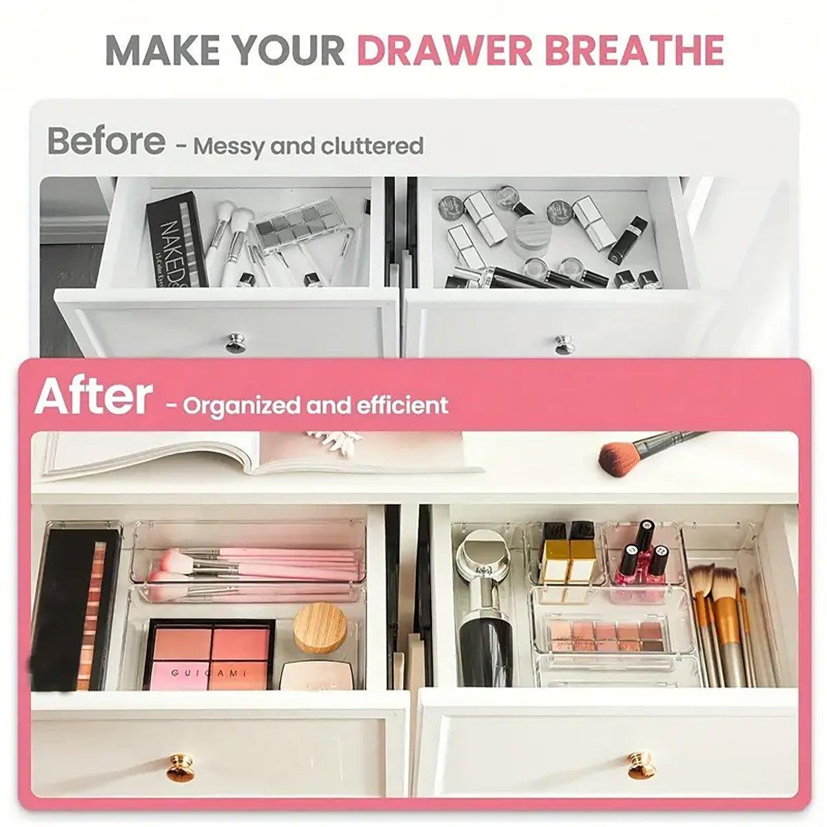 Transparent Drawer Organisers, Stackable Plastic - Pack of 8 - view 6