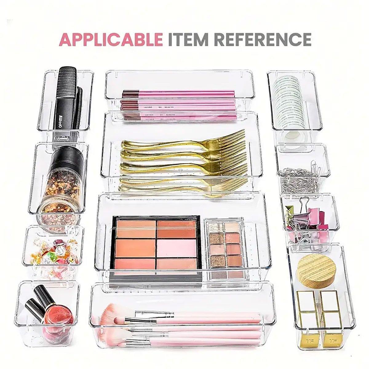 Transparent Drawer Organisers, Stackable Plastic - Pack of 8 - view 8