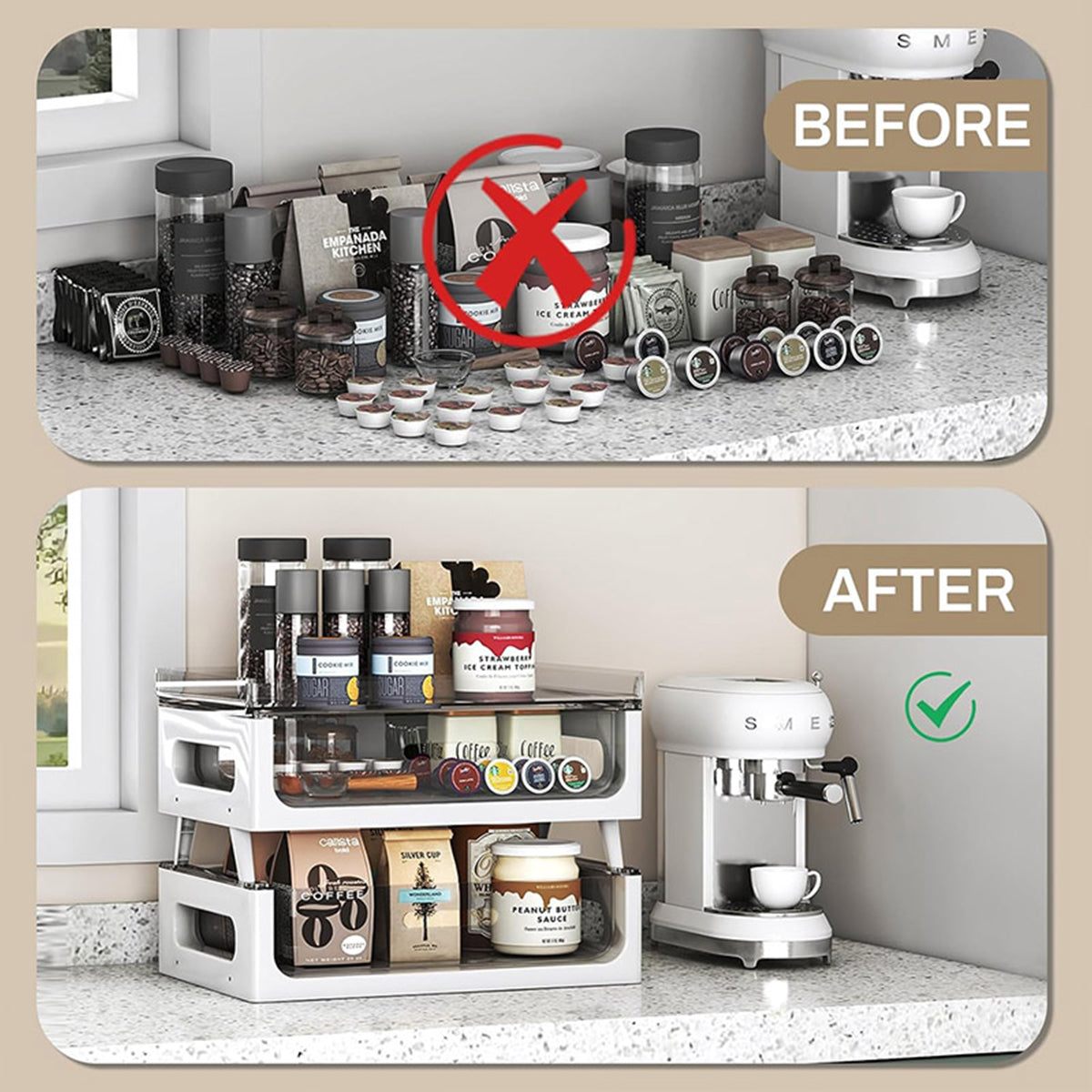 Transparent Drawer Storage Rack for Desk and Kitchen – 2-layer - view 8