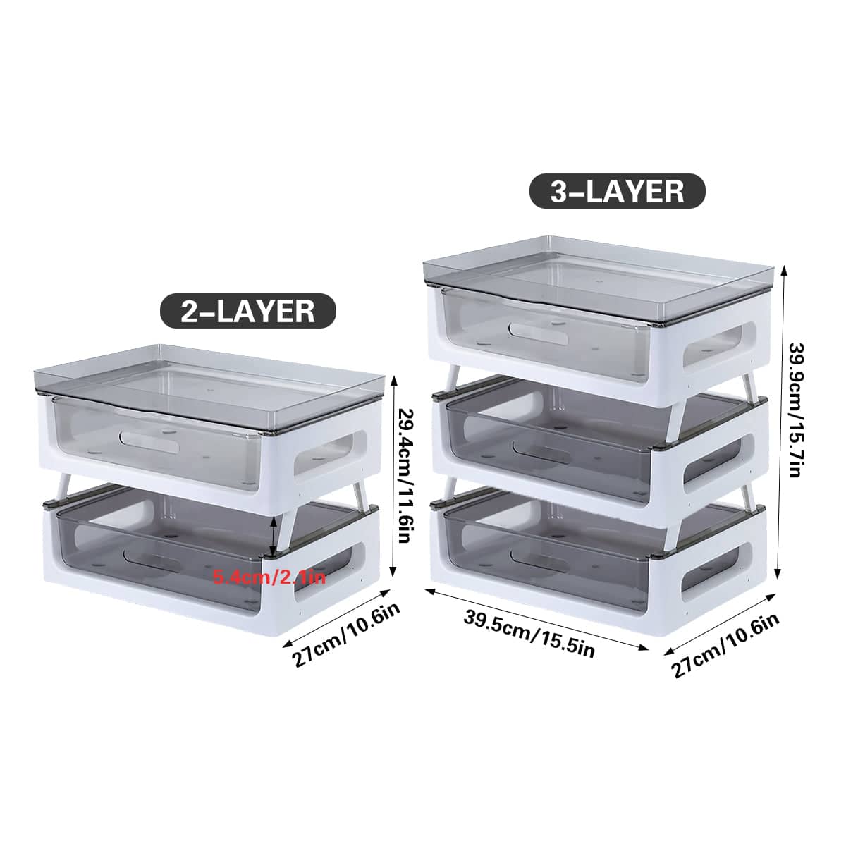 Transparent Drawer Storage Rack for Desk and Kitchen - 3-Layer - view 4