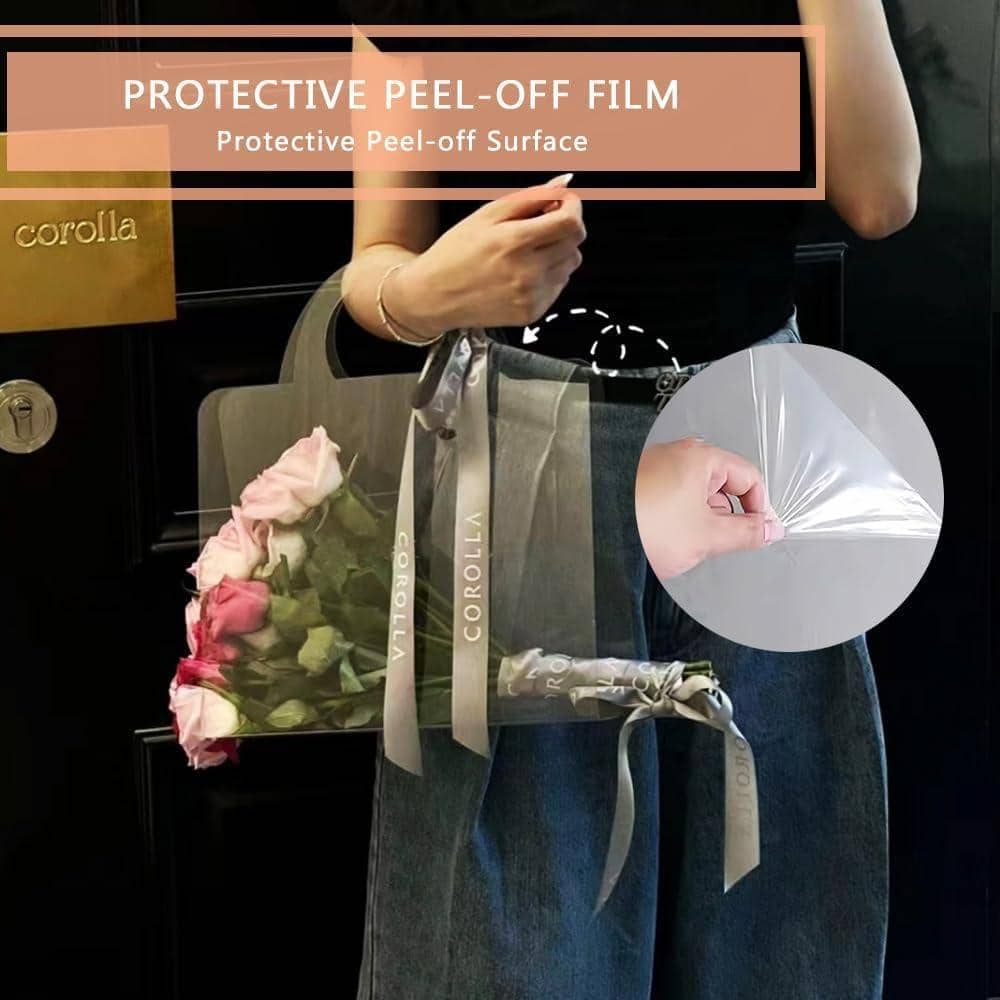 Transparent Flower Handbag Clear PET Bouquet Holder Gift Bag for Events, Pack of 10 - Heart Shape - view 5