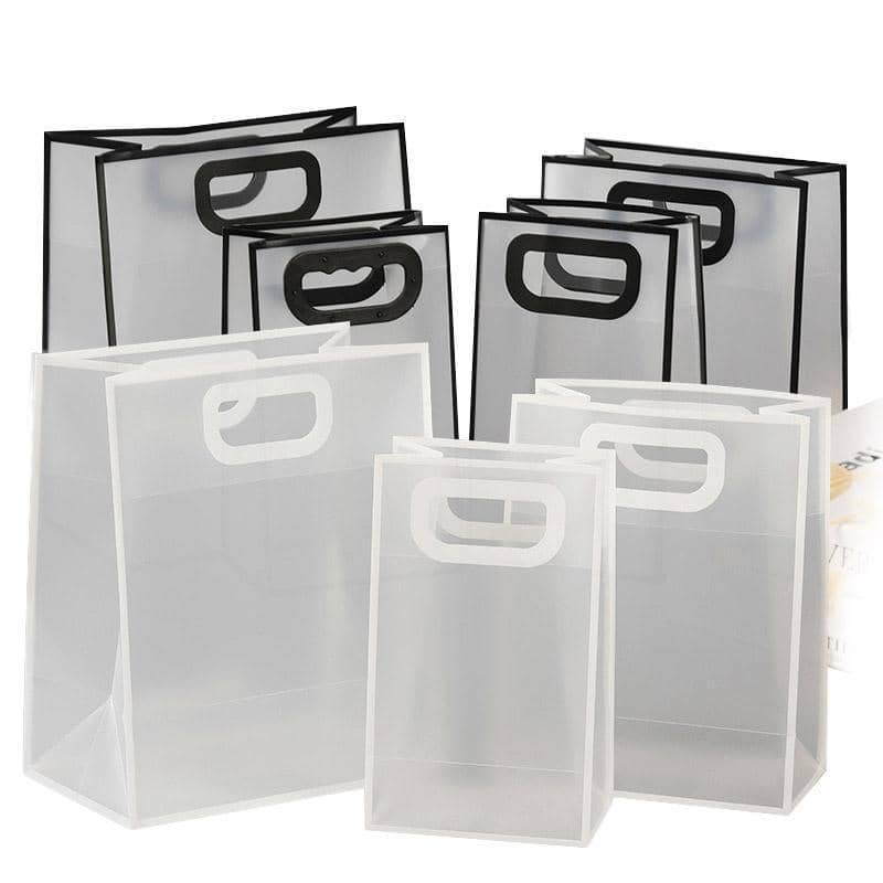 Transparent Frosted PVC Gift Tote Bags - Black, 12 x 22 x 10 cm, Pack of 25 - view 3
